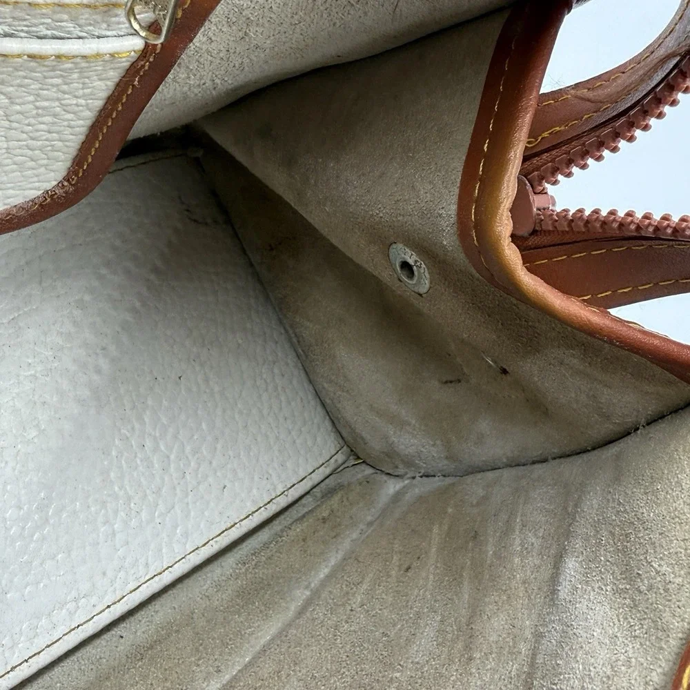 Vintage Dooney Bourke Bone Cream Brown Doctor Bag Satchel Leather 80s‎ 90s